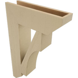 Ekena Millwork - BKTUR055X20X32WTL06RCPR - Timberthane Faux Wood Westlake Style Bracket, Slat Ends, 5 1/2"W x 20"D x 32"H, Primed Tan
