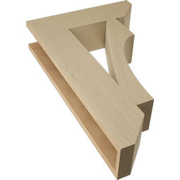 Ekena Millwork - BKTUR055X20X32WTL06RCPR - Timberthane Faux Wood Westlake Style Bracket, Slat Ends, 5 1/2"W x 20"D x 32"H, Primed Tan