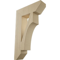 Ekena Millwork - BKTUR055X20X32WTL06RCPR - Timberthane Faux Wood Westlake Style Bracket, Slat Ends, 5 1/2"W x 20"D x 32"H, Primed Tan