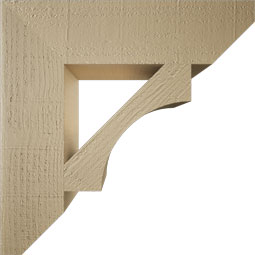 Ekena Millwork - BKTUR055X22X22WTL06RCPR - Timberthane Faux Wood Westlake Style Bracket, Slat Ends, 5 1/2"W x 22"D x 22"H, Primed Tan