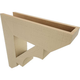 Ekena Millwork - BKTUR055X22X22WTL06RCPR - Timberthane Faux Wood Westlake Style Bracket, Slat Ends, 5 1/2"W x 22"D x 22"H, Primed Tan