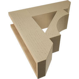 Ekena Millwork - BKTUR055X22X22WTL06RCPR - Timberthane Faux Wood Westlake Style Bracket, Slat Ends, 5 1/2"W x 22"D x 22"H, Primed Tan
