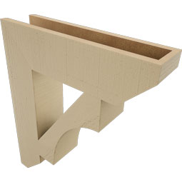Ekena Millwork - BKTUR055X22X26WTL06RCPR - Timberthane Faux Wood Westlake Style Bracket, Slat Ends, 5 1/2"W x 22"D x 26"H, Primed Tan
