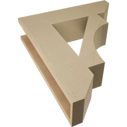 Ekena Millwork - BKTUR055X22X26WTL06RCPR - Timberthane Faux Wood Westlake Style Bracket, Slat Ends, 5 1/2"W x 22"D x 26"H, Primed Tan