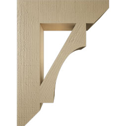 Ekena Millwork - BKTUR055X22X30WTL06RCPR - Timberthane Faux Wood Westlake Style Bracket, Slat Ends, 5 1/2"W x 22"D x 30"H, Primed Tan