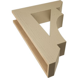 Ekena Millwork - BKTUR055X22X30WTL06RCPR - Timberthane Faux Wood Westlake Style Bracket, Slat Ends, 5 1/2"W x 22"D x 30"H, Primed Tan