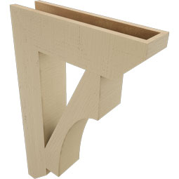 Ekena Millwork - BKTUR055X22X34WTL06RCPR - Timberthane Faux Wood Westlake Style Bracket, Slat Ends, 5 1/2"W x 22"D x 34"H, Primed Tan