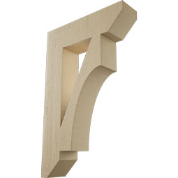 Ekena Millwork - BKTUR055X22X34WTL06RCPR - Timberthane Faux Wood Westlake Style Bracket, Slat Ends, 5 1/2"W x 22"D x 34"H, Primed Tan