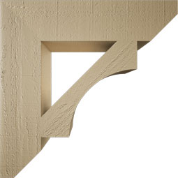 Ekena Millwork - BKTUR055X24X24WTL06RCPR - Timberthane Faux Wood Westlake Style Bracket, Slat Ends, 5 1/2"W x 24"D x 24"H, Primed Tan