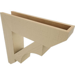 Ekena Millwork - BKTUR055X24X24WTL06RCPR - Timberthane Faux Wood Westlake Style Bracket, Slat Ends, 5 1/2"W x 24"D x 24"H, Primed Tan