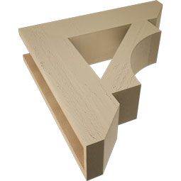 Ekena Millwork - BKTUR055X24X24WTL06RCPR - Timberthane Faux Wood Westlake Style Bracket, Slat Ends, 5 1/2"W x 24"D x 24"H, Primed Tan