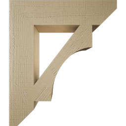 Ekena Millwork - BKTUR055X24X28WTL06RCPR - Timberthane Faux Wood Westlake Style Bracket, Slat Ends, 5 1/2"W x 24"D x 28"H, Primed Tan
