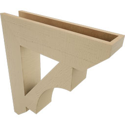 Ekena Millwork - BKTUR055X24X28WTL06RCPR - Timberthane Faux Wood Westlake Style Bracket, Slat Ends, 5 1/2"W x 24"D x 28"H, Primed Tan