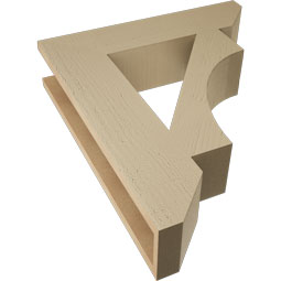 Ekena Millwork - BKTUR055X24X28WTL06RCPR - Timberthane Faux Wood Westlake Style Bracket, Slat Ends, 5 1/2"W x 24"D x 28"H, Primed Tan