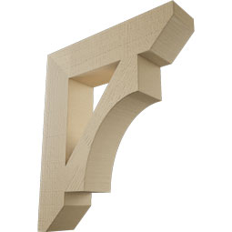 Ekena Millwork - BKTUR055X24X28WTL06RCPR - Timberthane Faux Wood Westlake Style Bracket, Slat Ends, 5 1/2"W x 24"D x 28"H, Primed Tan