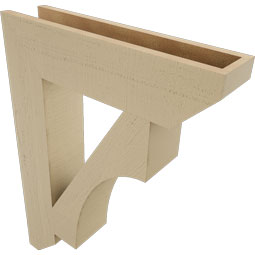 Ekena Millwork - BKTUR055X24X32WTL06RCPR - Timberthane Faux Wood Westlake Style Bracket, Slat Ends, 5 1/2"W x 24"D x 32"H, Primed Tan