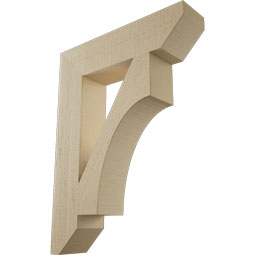 Ekena Millwork - BKTUR055X24X32WTL06RCPR - Timberthane Faux Wood Westlake Style Bracket, Slat Ends, 5 1/2"W x 24"D x 32"H, Primed Tan