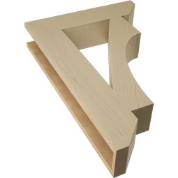 Ekena Millwork - BKTUR055X24X36WTL06RCPR - Timberthane Faux Wood Westlake Style Bracket, Slat Ends, 5 1/2"W x 24"D x 36"H, Primed Tan