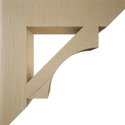 Ekena Millwork - BKTUR055X26X26WTL06RCPR - Timberthane Faux Wood Westlake Style Bracket, Slat Ends, 5 1/2"W x 26"D x 26"H, Primed Tan