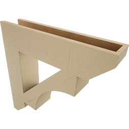 Ekena Millwork - BKTUR055X26X26WTL06RCPR - Timberthane Faux Wood Westlake Style Bracket, Slat Ends, 5 1/2"W x 26"D x 26"H, Primed Tan