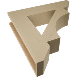 Ekena Millwork - BKTUR055X26X26WTL06RCPR - Timberthane Faux Wood Westlake Style Bracket, Slat Ends, 5 1/2"W x 26"D x 26"H, Primed Tan