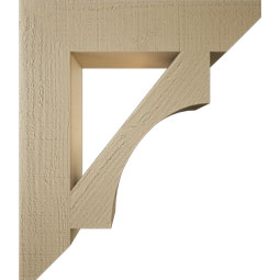 Ekena Millwork - BKTUR055X26X30WTL06RCPR - Timberthane Faux Wood Westlake Style Bracket, Slat Ends, 5 1/2"W x 26"D x 30"H, Primed Tan