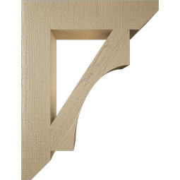 Ekena Millwork - BKTUR055X26X34WTL06RCPR - Timberthane Faux Wood Westlake Style Bracket, Slat Ends, 5 1/2"W x 26"D x 34"H, Primed Tan