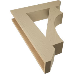Ekena Millwork - BKTUR055X26X34WTL06RCPR - Timberthane Faux Wood Westlake Style Bracket, Slat Ends, 5 1/2"W x 26"D x 34"H, Primed Tan