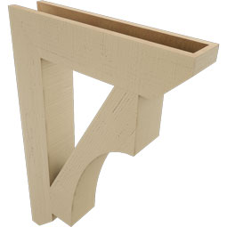 Ekena Millwork - BKTUR055X26X38WTL06RCPR - Timberthane Faux Wood Westlake Style Bracket, Slat Ends, 5 1/2"W x 26"D x 38"H, Primed Tan
