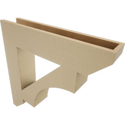 Ekena Millwork - BKTUR055X28X28WTL06RCPR - Timberthane Faux Wood Westlake Style Bracket, Slat Ends, 5 1/2"W x 28"D x 28"H, Primed Tan