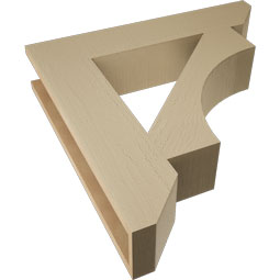Ekena Millwork - BKTUR055X28X28WTL06RCPR - Timberthane Faux Wood Westlake Style Bracket, Slat Ends, 5 1/2"W x 28"D x 28"H, Primed Tan
