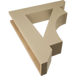 Ekena Millwork - BKTUR055X28X32WTL06RCPR - Timberthane Faux Wood Westlake Style Bracket, Slat Ends, 5 1/2"W x 28"D x 32"H, Primed Tan