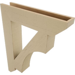 Ekena Millwork - BKTUR055X28X36WTL06RCPR - Timberthane Faux Wood Westlake Style Bracket, Slat Ends, 5 1/2"W x 28"D x 36"H, Primed Tan
