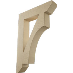 Ekena Millwork - BKTUR055X28X40WTL06RCPR - Timberthane Faux Wood Westlake Style Bracket, Slat Ends, 5 1/2"W x 28"D x 40"H, Primed Tan