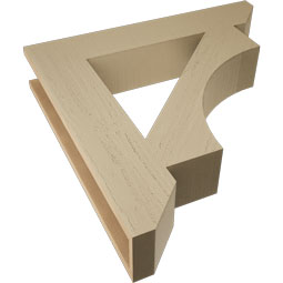 Ekena Millwork - BKTUR055X30X30WTL06RCPR - Timberthane Faux Wood Westlake Style Bracket, Slat Ends, 5 1/2"W x 30"D x 30"H, Primed Tan