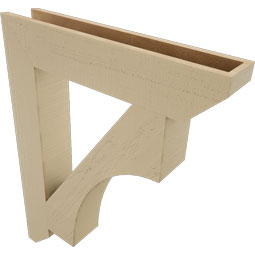 Ekena Millwork - BKTUR055X30X38WTL06RCPR - Timberthane Faux Wood Westlake Style Bracket, Slat Ends, 5 1/2"W x 30"D x 38"H, Primed Tan