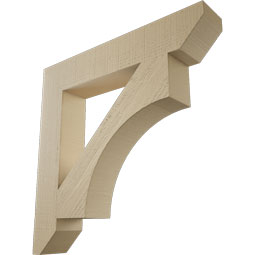 Ekena Millwork - BKTUR055X32X32WTL06RCPR - Timberthane Faux Wood Westlake Style Bracket, Slat Ends, 5 1/2"W x 32"D x 32"H, Primed Tan