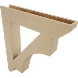Ekena Millwork - BKTUR055X32X38WTL06RCPR - Timberthane Faux Wood Westlake Style Bracket, Slat Ends, 5 1/2"W x 32"D x 38"H, Primed Tan