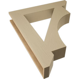 Ekena Millwork - BKTUR055X32X38WTL06RCPR - Timberthane Faux Wood Westlake Style Bracket, Slat Ends, 5 1/2"W x 32"D x 38"H, Primed Tan