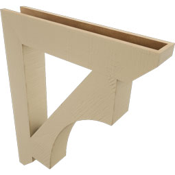 Ekena Millwork - BKTUR055X32X40WTL06RCPR - Timberthane Faux Wood Westlake Style Bracket, Slat Ends, 5 1/2"W x 32"D x 40"H, Primed Tan