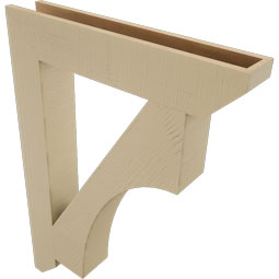 Ekena Millwork - BKTUR055X32X44WTL06RCPR - Timberthane Faux Wood Westlake Style Bracket, Slat Ends, 5 1/2"W x 32"D x 44"H, Primed Tan