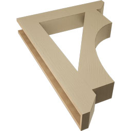 Ekena Millwork - BKTUR055X32X44WTL06RCPR - Timberthane Faux Wood Westlake Style Bracket, Slat Ends, 5 1/2"W x 32"D x 44"H, Primed Tan