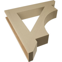 Ekena Millwork - BKTUR055X34X34WTL06RCPR - Timberthane Faux Wood Westlake Style Bracket, Slat Ends, 5 1/2"W x 34"D x 34"H, Primed Tan