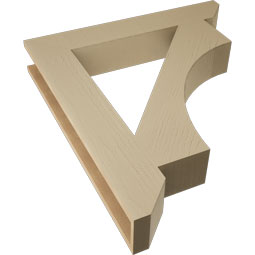 Ekena Millwork - BKTUR055X34X38WTL06RCPR - Timberthane Faux Wood Westlake Style Bracket, Slat Ends, 5 1/2"W x 34"D x 38"H, Primed Tan