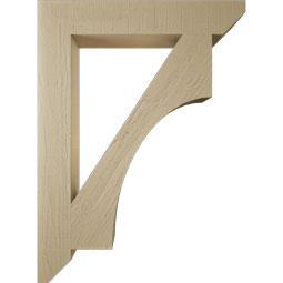 Ekena Millwork - BKTUR055X34X46WTL06RCPR - Timberthane Faux Wood Westlake Style Bracket, Slat Ends, 5 1/2"W x 34"D x 46"H, Primed Tan