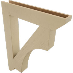 Ekena Millwork - BKTUR055X34X46WTL06RCPR - Timberthane Faux Wood Westlake Style Bracket, Slat Ends, 5 1/2"W x 34"D x 46"H, Primed Tan