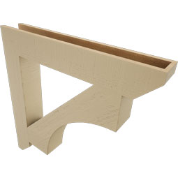 Ekena Millwork - BKTUR055X36X36WTL06RCPR - Timberthane Faux Wood Westlake Style Bracket, Slat Ends, 5 1/2"W x 36"D x 36"H, Primed Tan