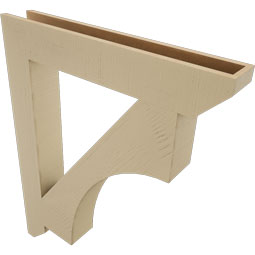 Ekena Millwork - BKTUR055X36X44WTL06RCPR - Timberthane Faux Wood Westlake Style Bracket, Slat Ends, 5 1/2"W x 36"D x 44"H, Primed Tan