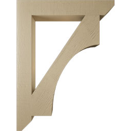 Ekena Millwork - BKTUR055X36X48WTL06RCPR - Timberthane Faux Wood Westlake Style Bracket, Slat Ends, 5 1/2"W x 36"D x 48"H, Primed Tan