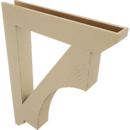 Ekena Millwork - BKTUR055X36X48WTL06RCPR - Timberthane Faux Wood Westlake Style Bracket, Slat Ends, 5 1/2"W x 36"D x 48"H, Primed Tan